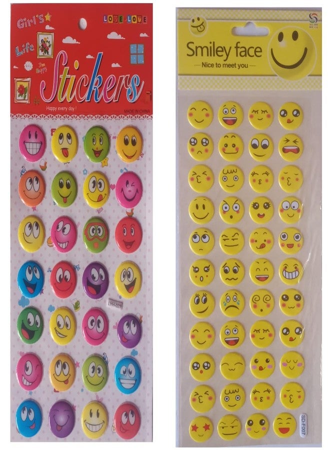 FULLFILLS New 3D Foam Puffy Kids Smiley face l Sticker in Multicolour (Pack of 2 Sheet) - Image 1